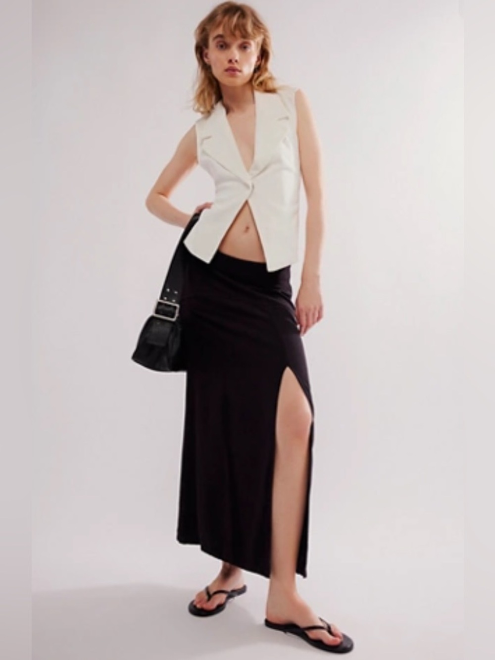 Free People Isla Linen Maxi Skirt Black